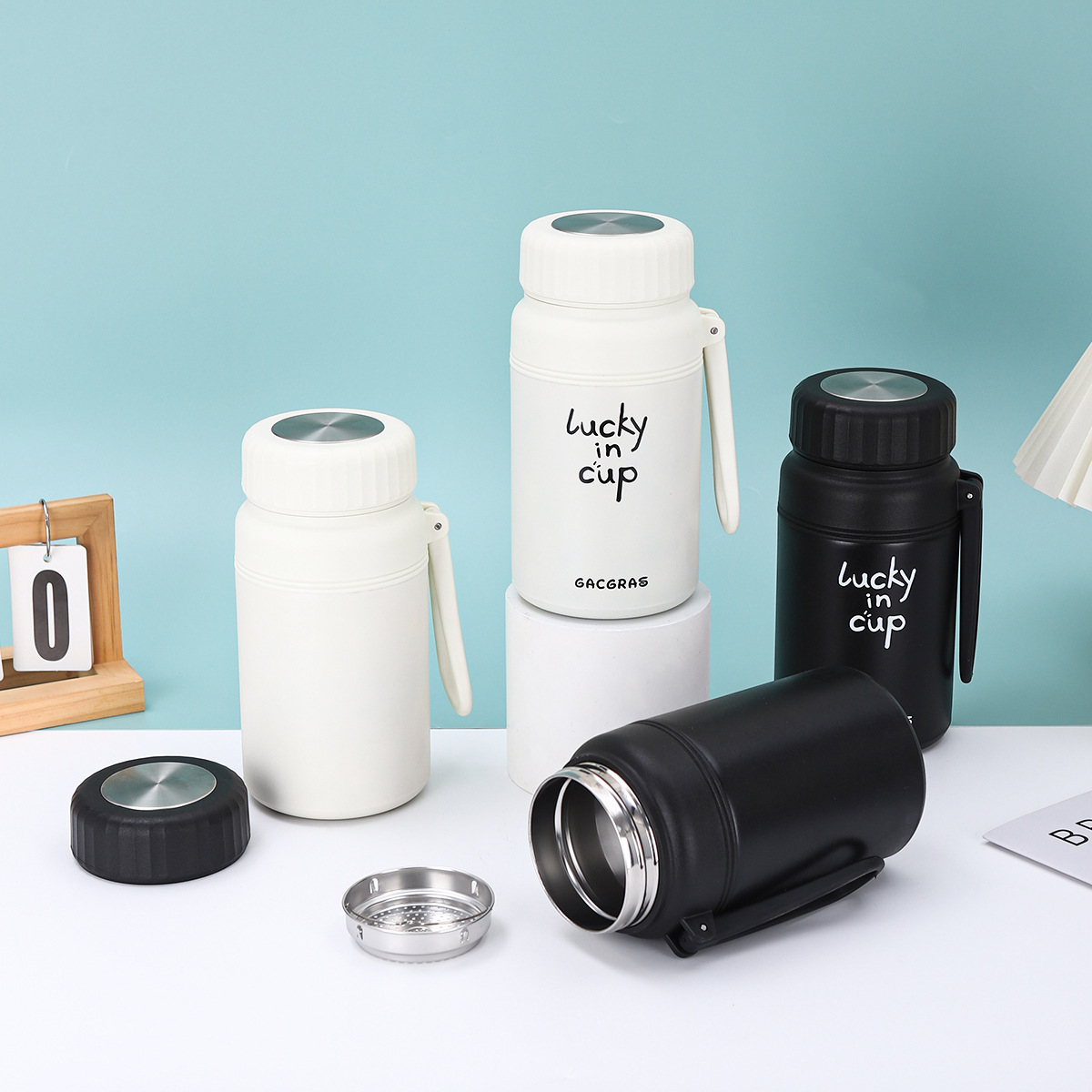 不锈钢保温杯高颜值2025新款大容量便携可爱儿童办公水杯茶水分离