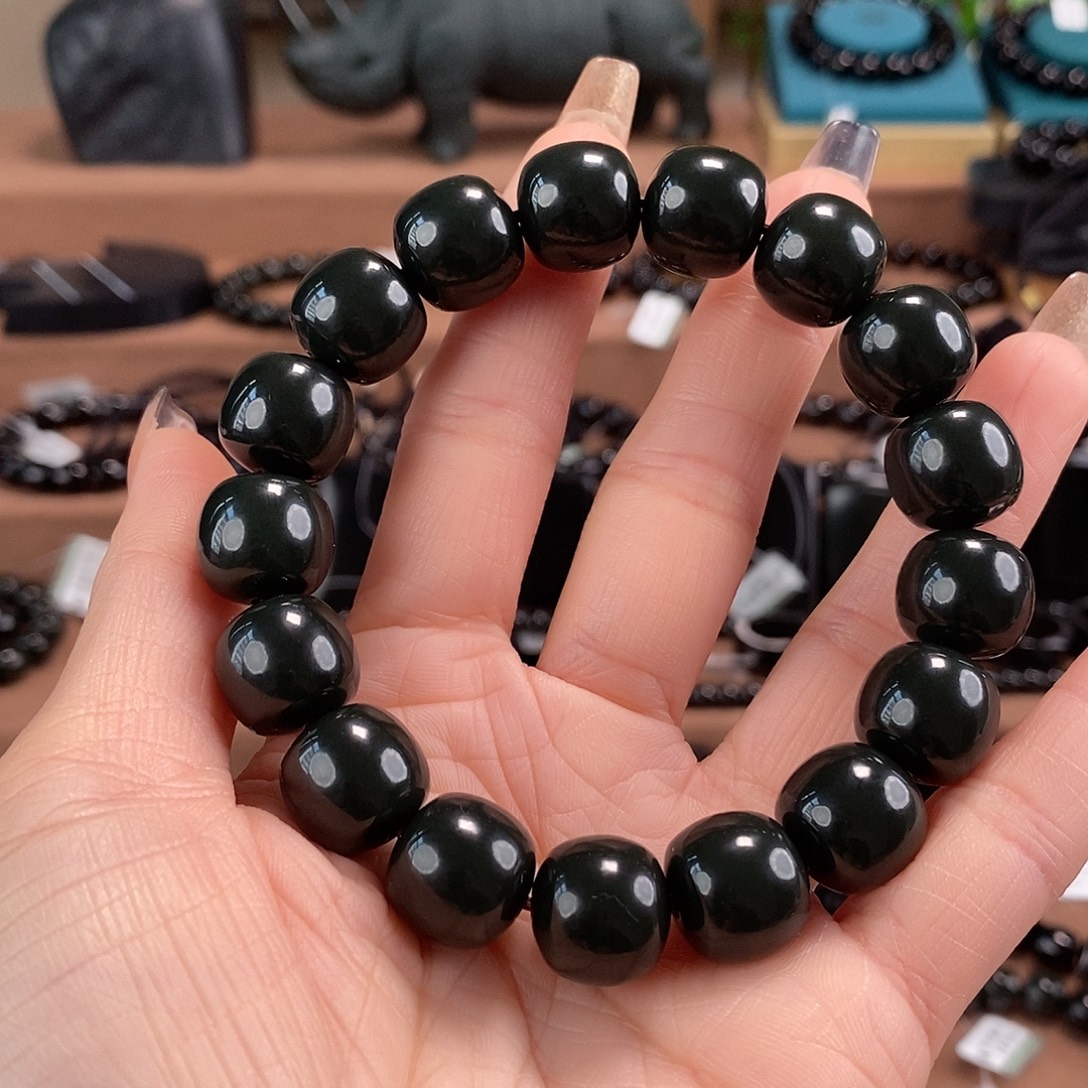 用***5和田玉未镶嵌手链14特细