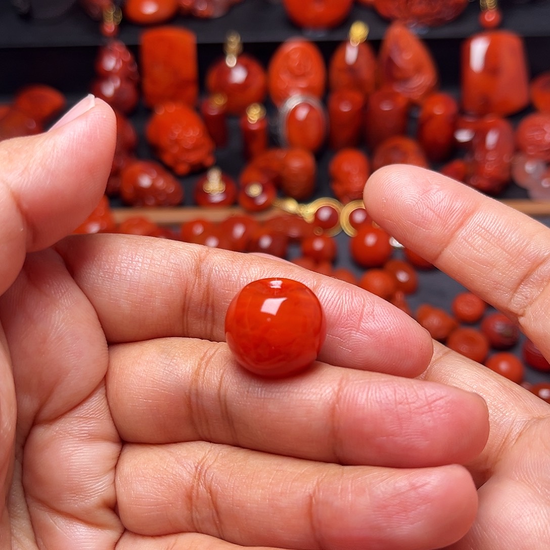 南红玛瑙未镶嵌配饰柿子红苹果珠17mm