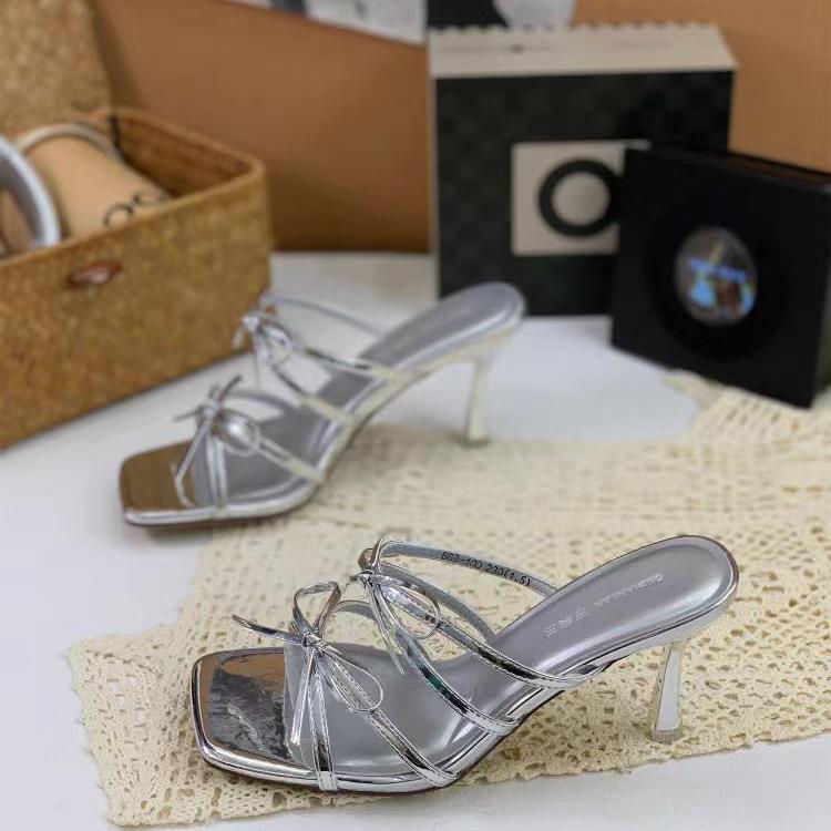 68-100 新款法式气质百搭时尚细跟凉拖鞋