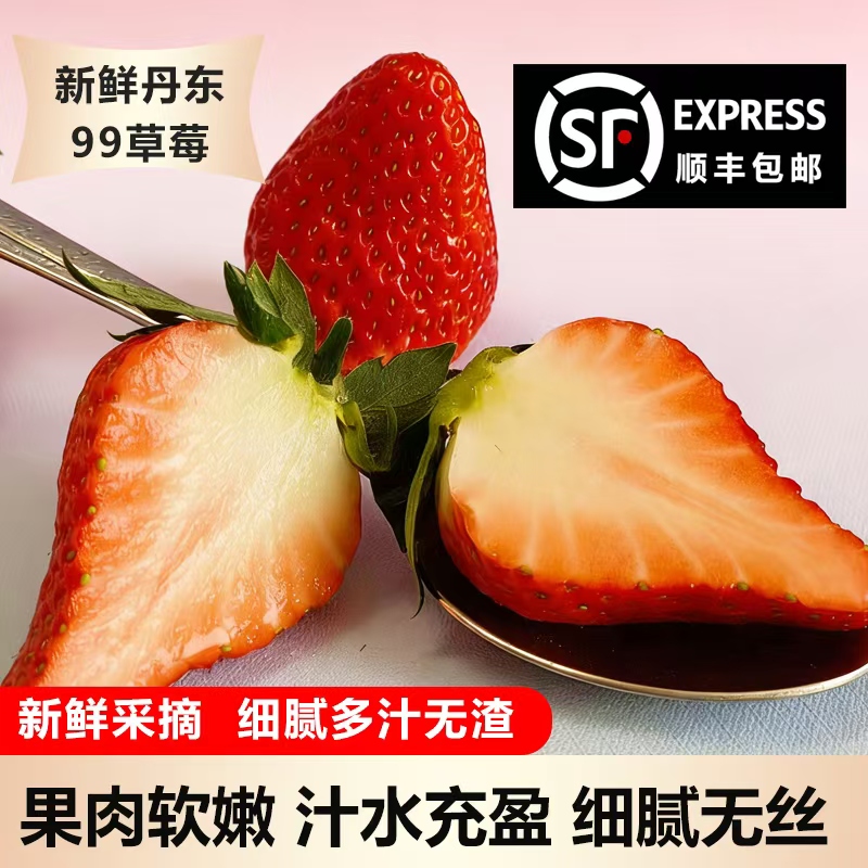 正宗丹东九九草莓红颜牛奶草莓核心产区现摘现发顺丰空运
