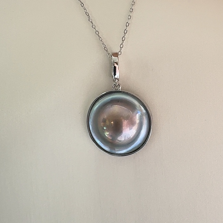 银S925镶嵌颈饰拼合珍珠（马贝珠）