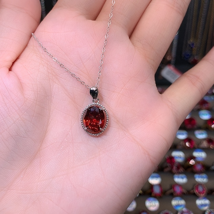 石榴石颈饰银S925镶嵌1