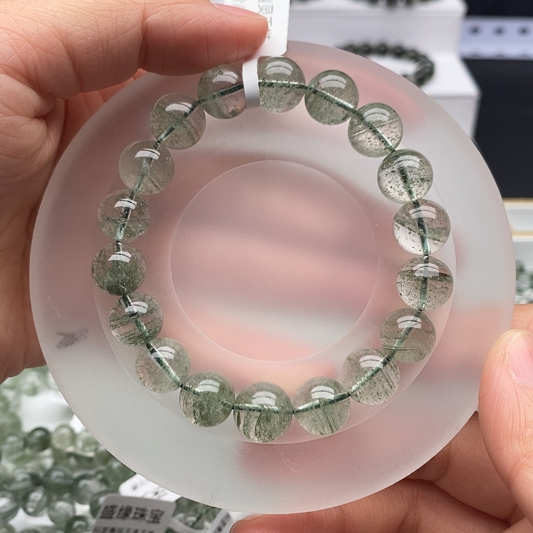 珍***珍水晶未镶嵌手链绿幽灵手链