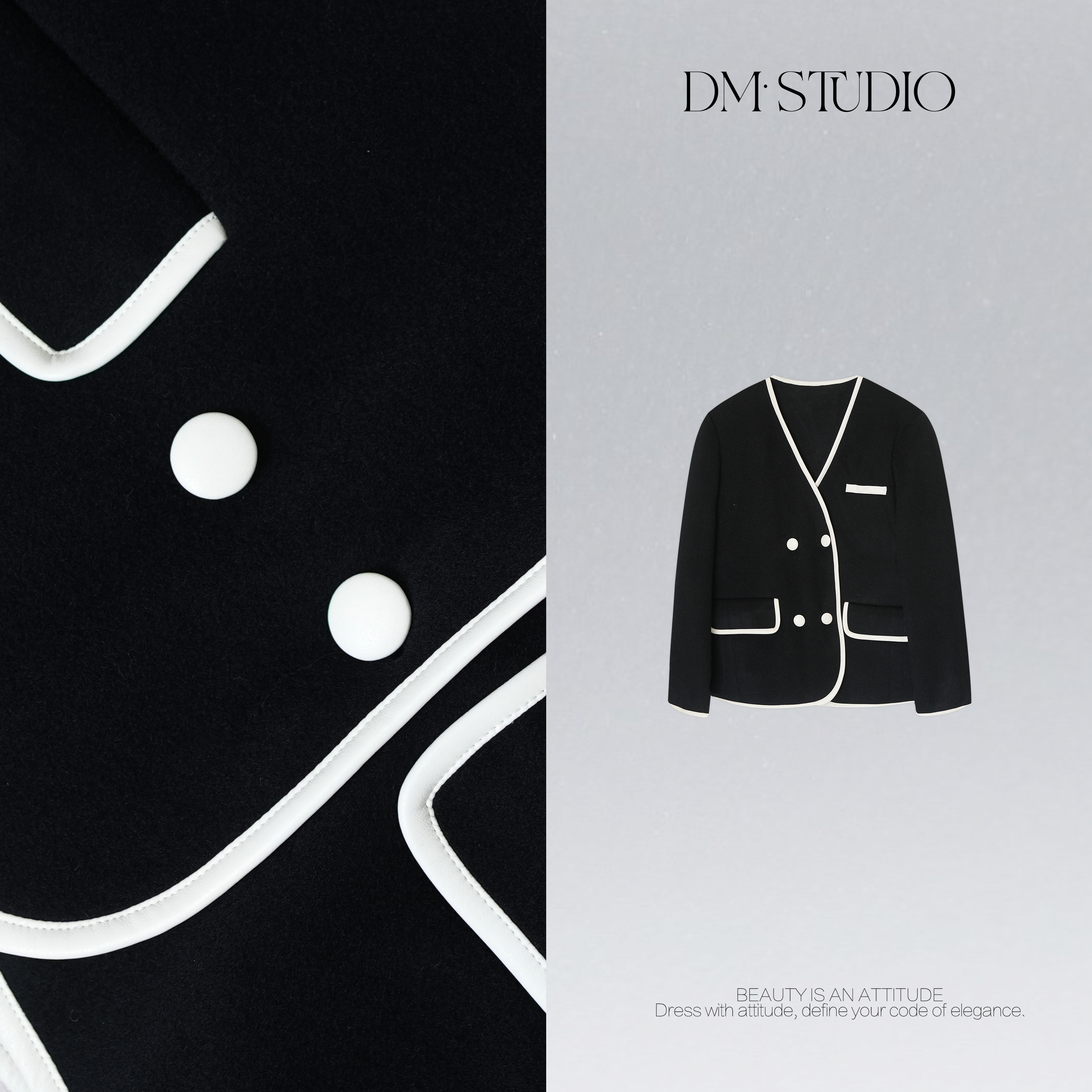 DEDM•STUDIO/秋冬韩系气质轻奢高级感毛呢长袖外套2510WT/51803