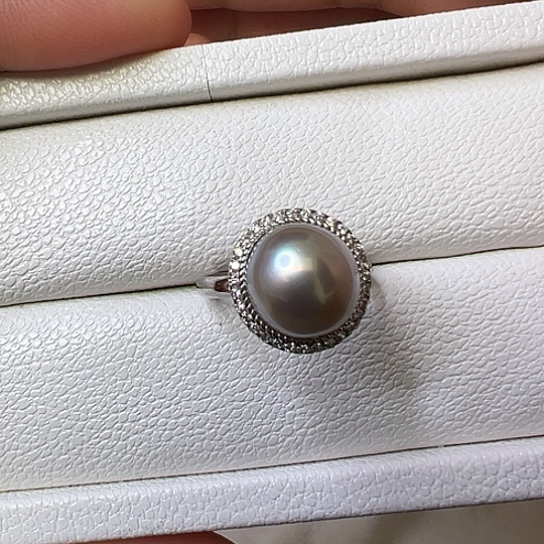 银S925镶嵌戒指海水珍珠