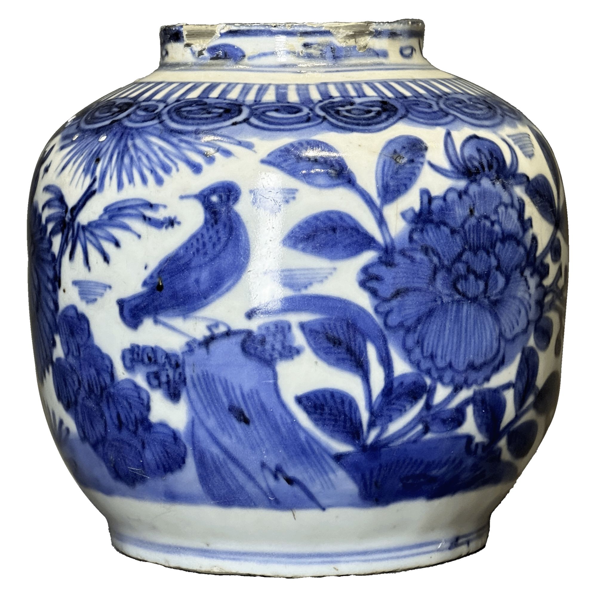 25201628y青花花鸟纹罐