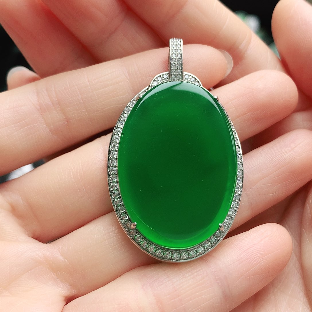 玛瑙/玉髓吊坠银S925镶嵌