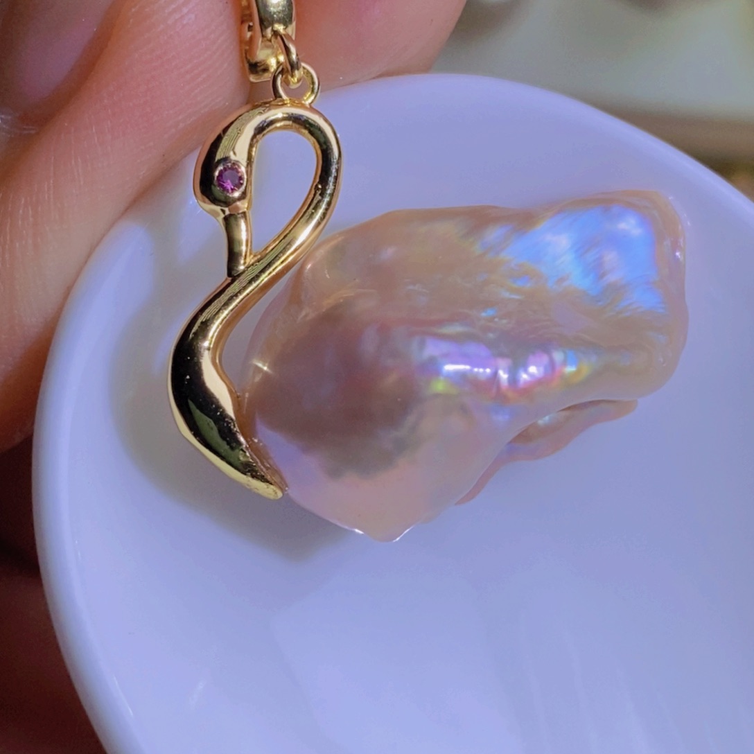 银S925镶嵌天然珍珠淡水珍珠