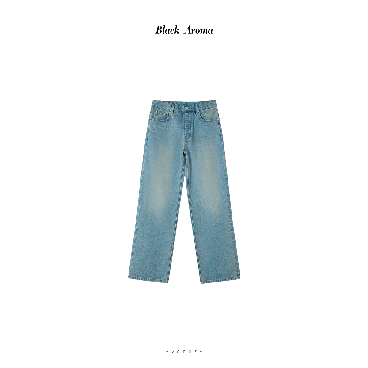 Black Aroma 100棉透气吸湿全棉无弹面料浅蓝色牛仔裤 BA2D0018
