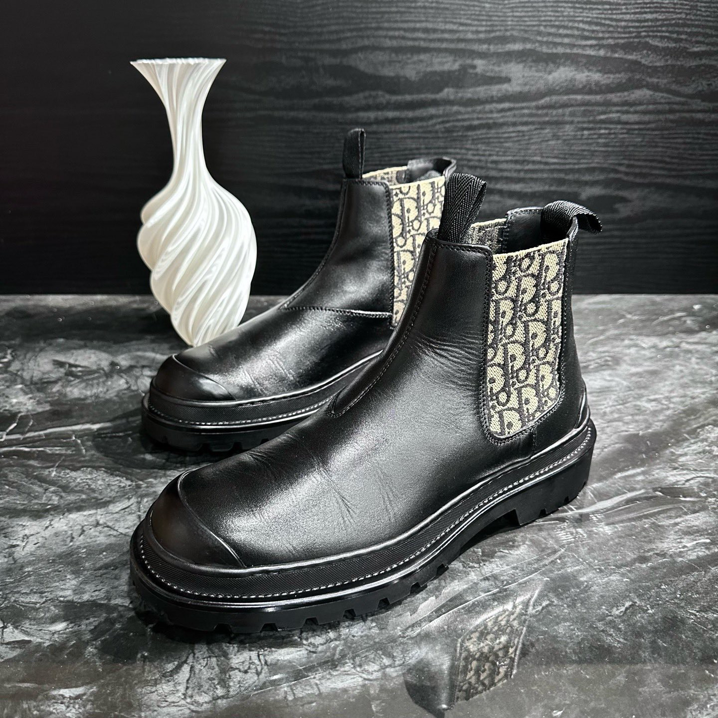 95新 DIOR/迪奥 1660/41码/黑色满印靴子休闲鞋