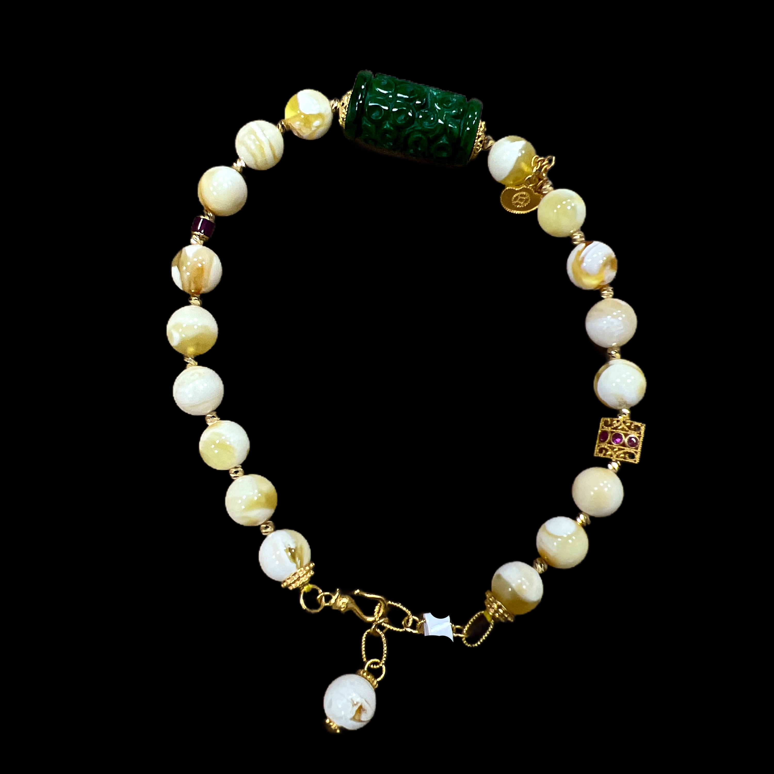 V6912蜜蜡18k手链孤品，