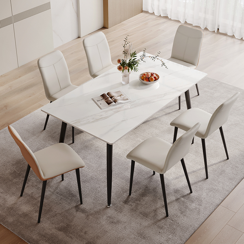 芝华仕岩板餐桌现代简约轻奢长方形小户型餐厅客厅家用椅子PT057