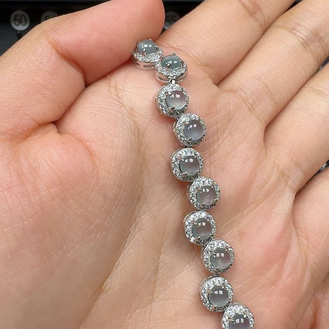 翡翠银S925镶嵌手链