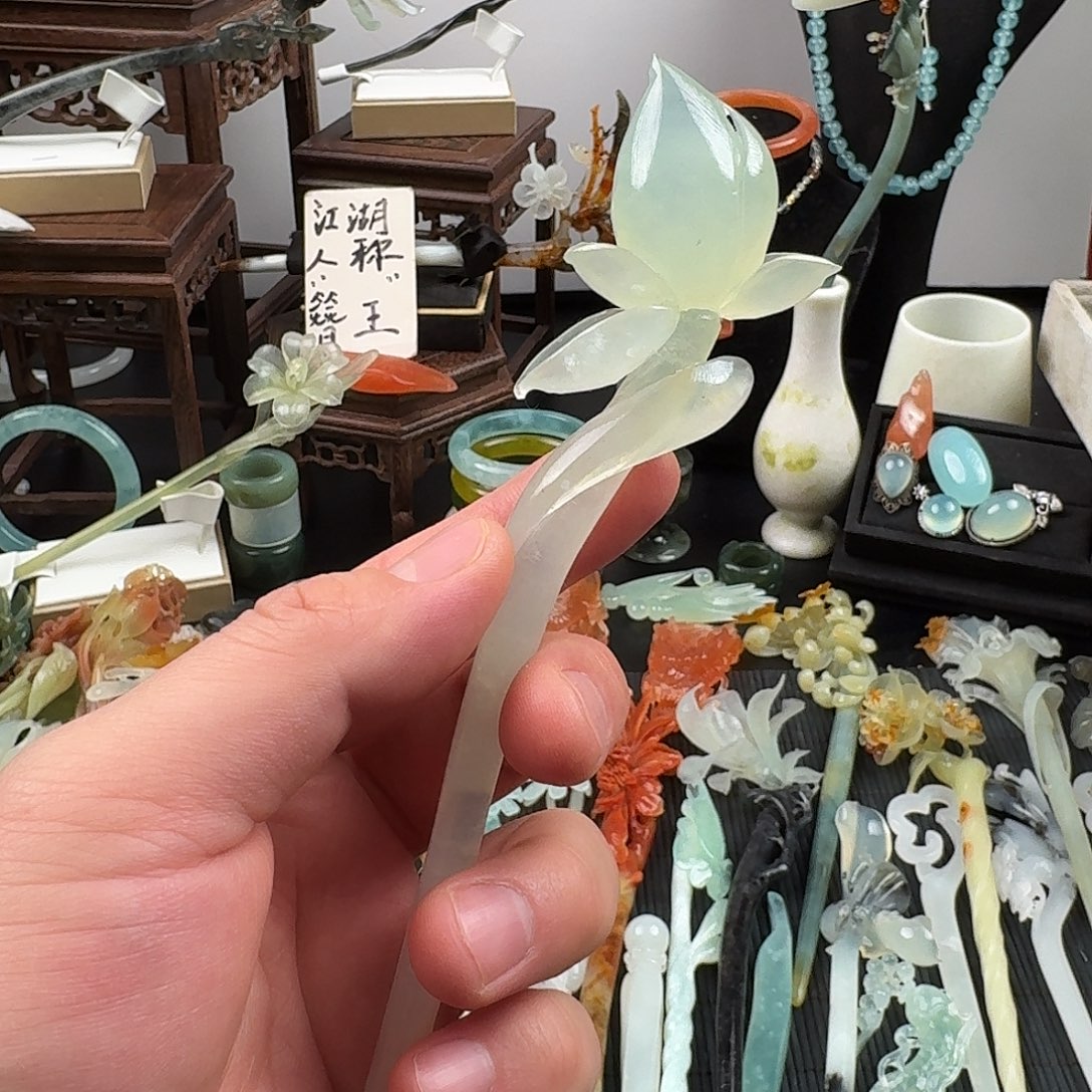 蛇纹石玉未镶嵌发饰