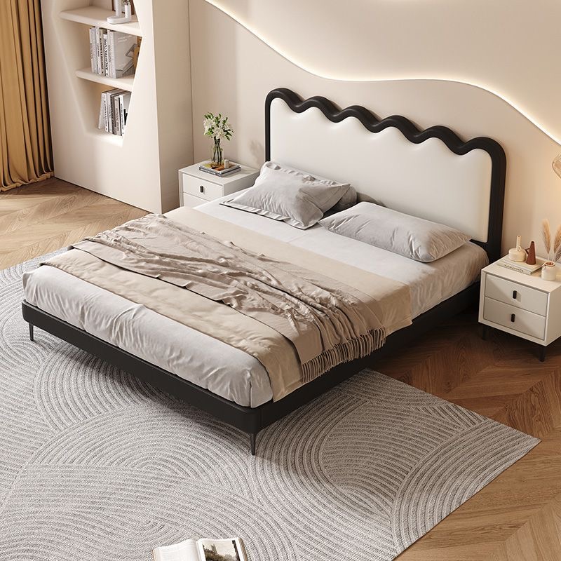 法式奶油风涟漪床波浪床高脚简约现代真皮小户型主卧双人床