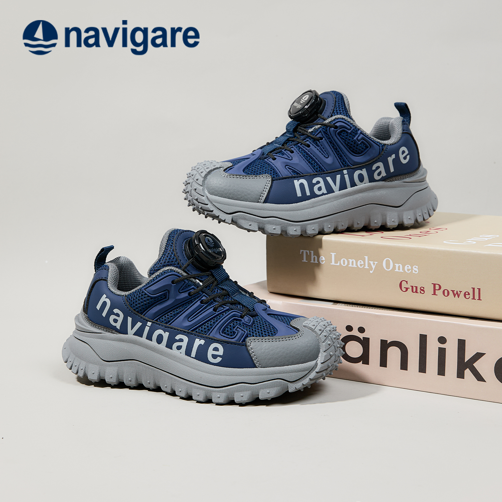 navigarekids意大利小帆船2025新款男女通用休闲鞋旋转纽扣户外鞋