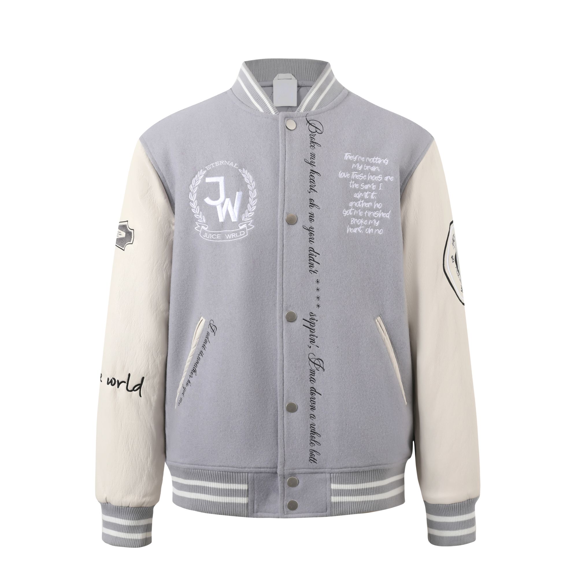 JuiceWrld FW25 芝加哥水塔 重磅刺绣 超声波夹棉 灰色棒球服