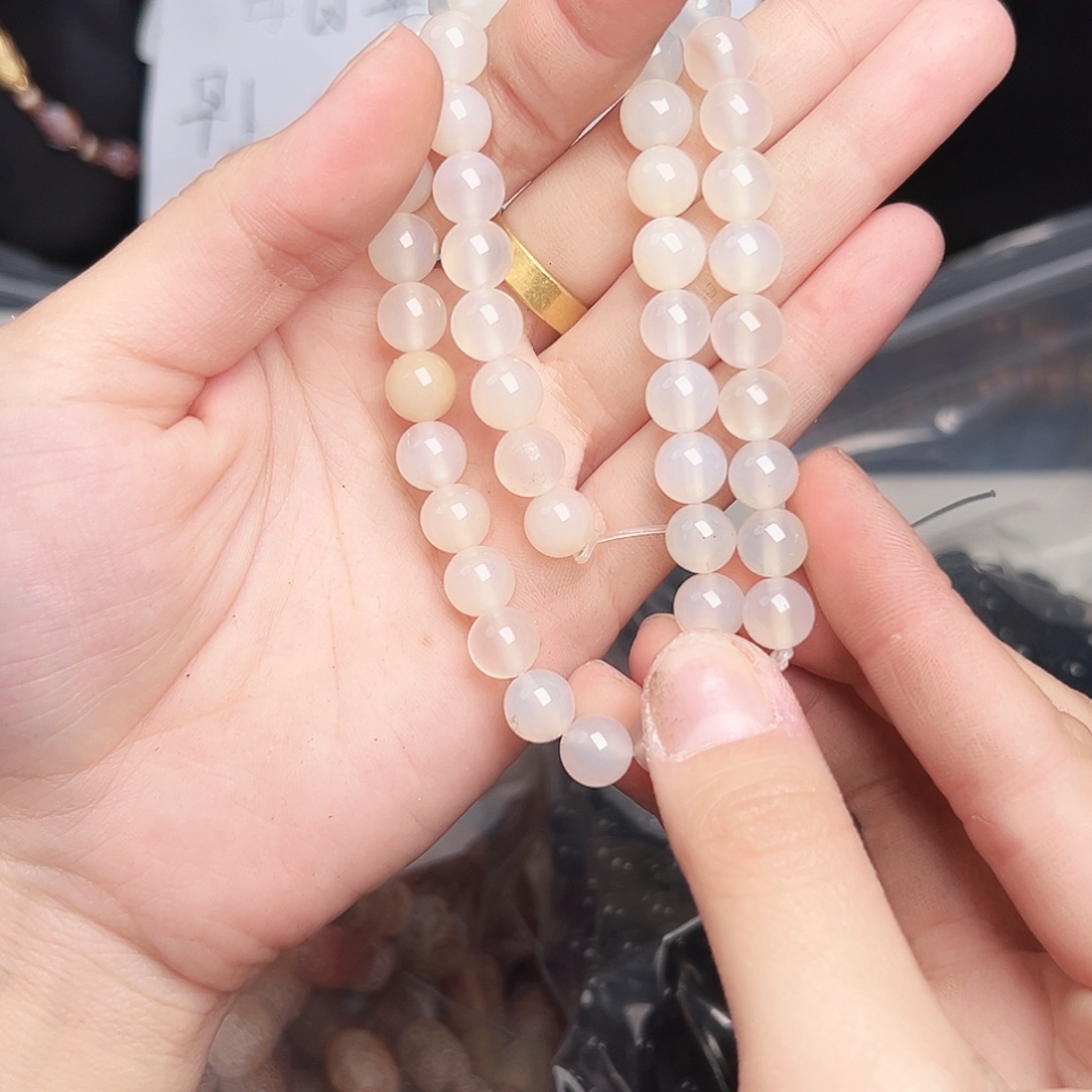 玛瑙/玉髓合金珠宝半成品u557 8m 精品荔枝冻圆珠一条