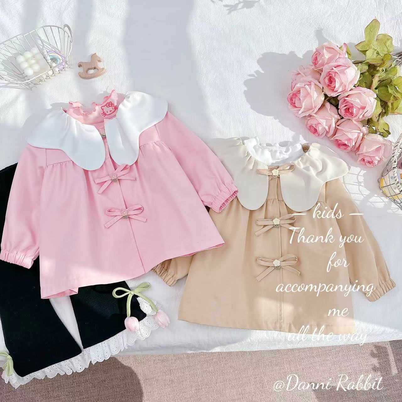 【Dannirabbit】新品甜美时尚休闲风蝴蝶结女童汉服风衣 D-P885