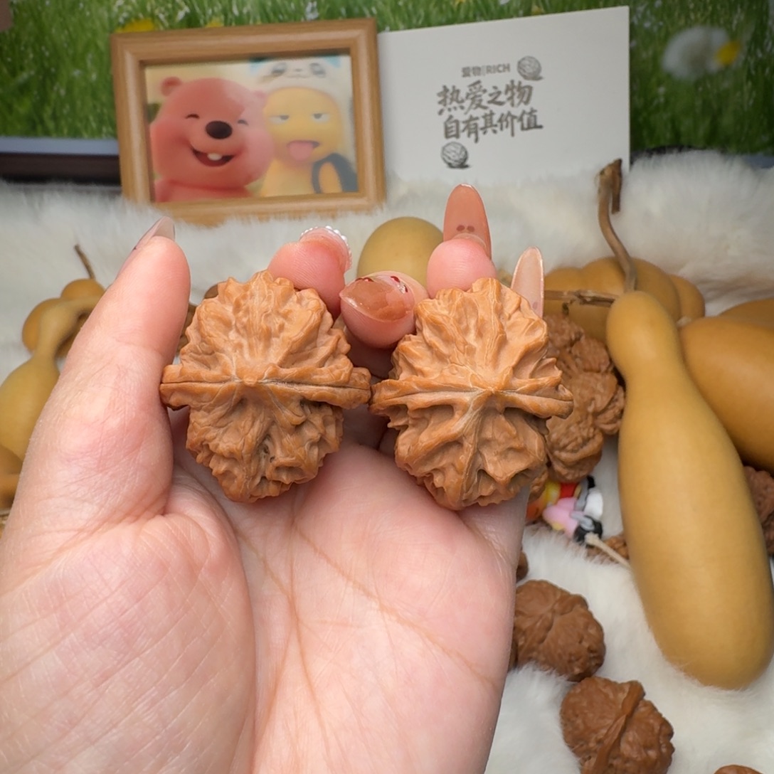 吊坠文玩核桃入门体验款35+曹大龙配对一般轻微磕尖（无修白茬）