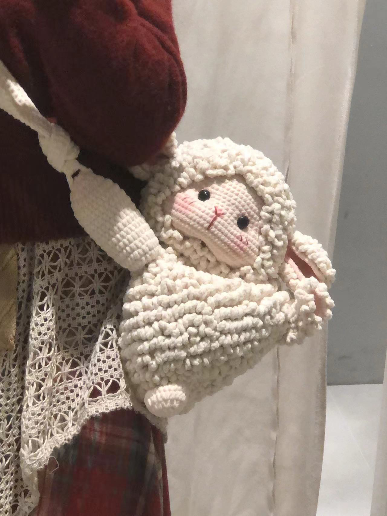 小羊包原创成品手工钩织毛线百搭时尚斜挎双肩背包包钩针品牌线材