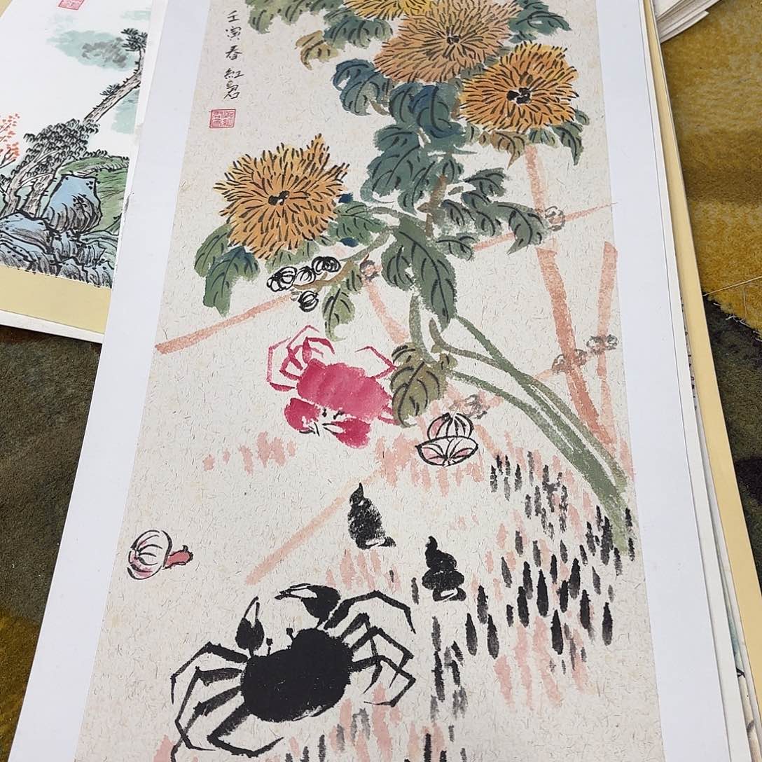 国画花鸟卡纸作品童