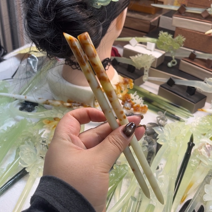 蛇纹石玉合金发饰