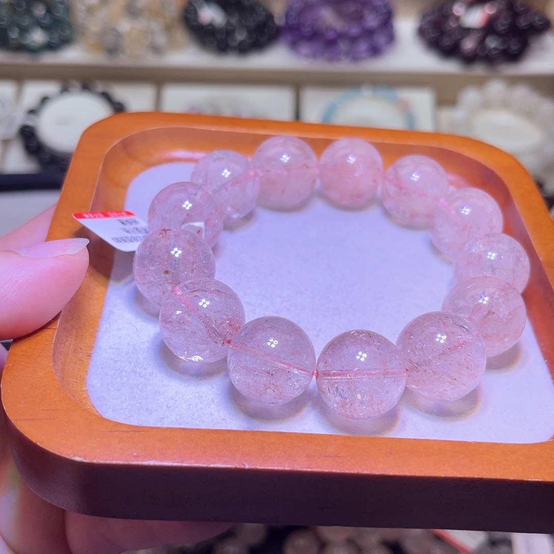 花***花水晶手链未镶嵌Y粉啊塞17.6