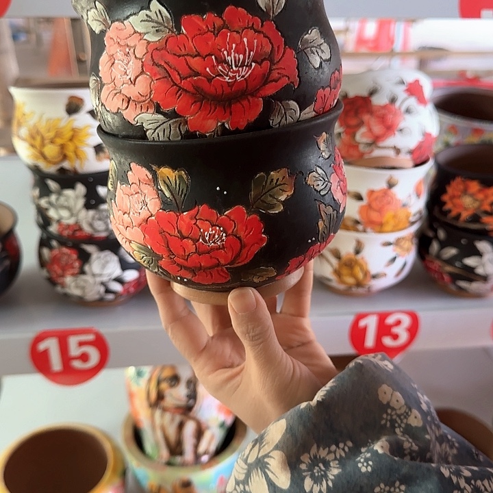 二***肉紫砂花盆景德镇陶瓷