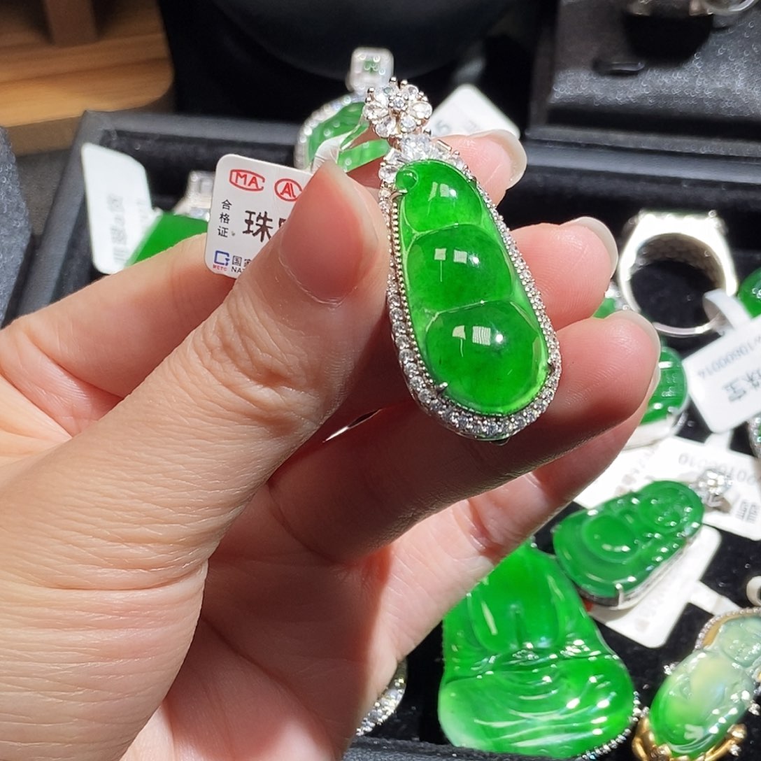 翡翠银S925镶嵌吊坠(不含链)