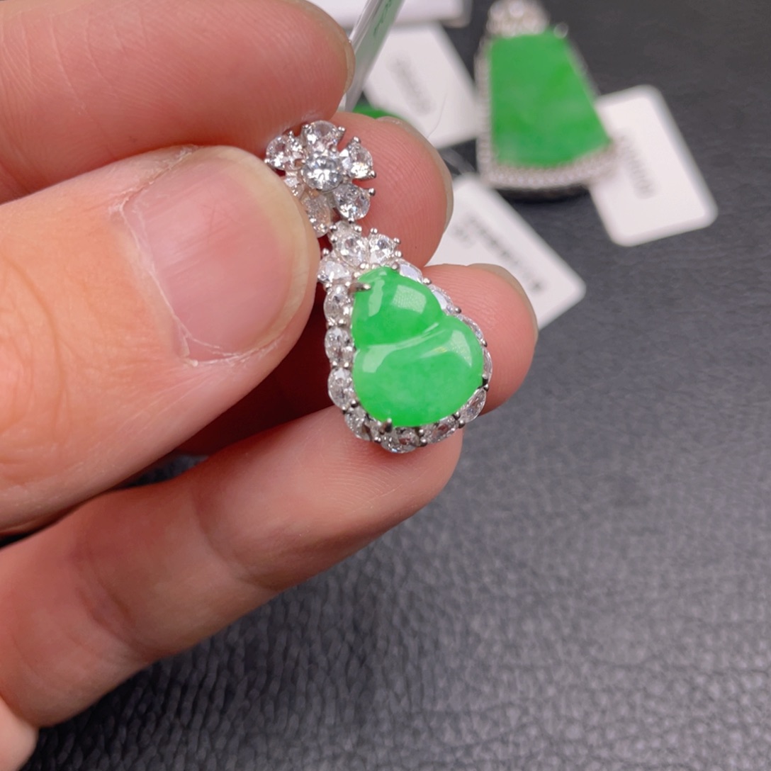 翡翠银S925镶嵌吊坠(不含链)