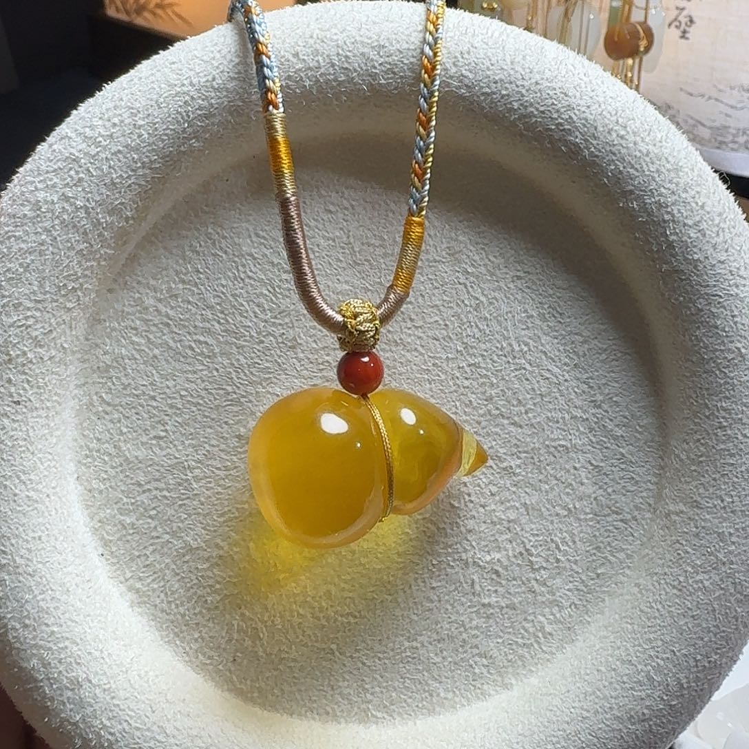 猫***了蜜蜡未镶嵌颈饰大号葫芦