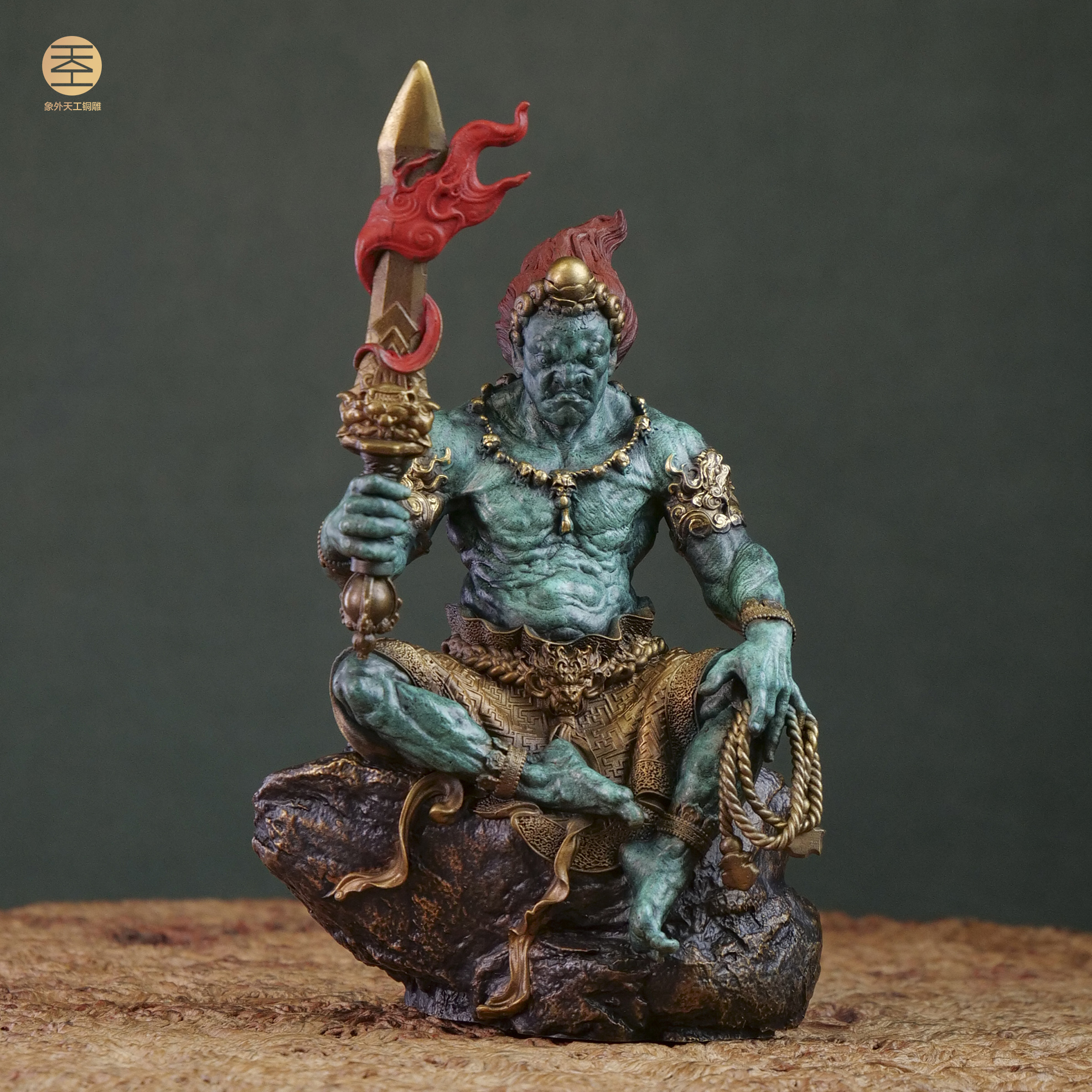 象外天工【国潮】不动明王坐姿（大）全铜艺术家原创雕塑鸡守护神
