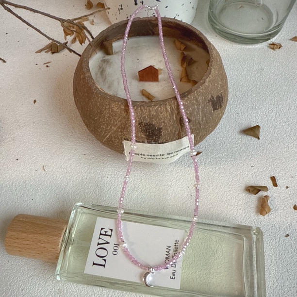 925银合成锆石银制品 6967月如钩项链