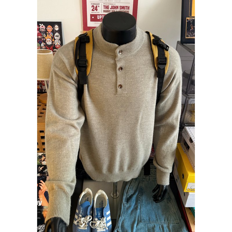 亨利领cleanfit毛衣男款秋冬季慵懒高级感美式复古加厚针织打底衫