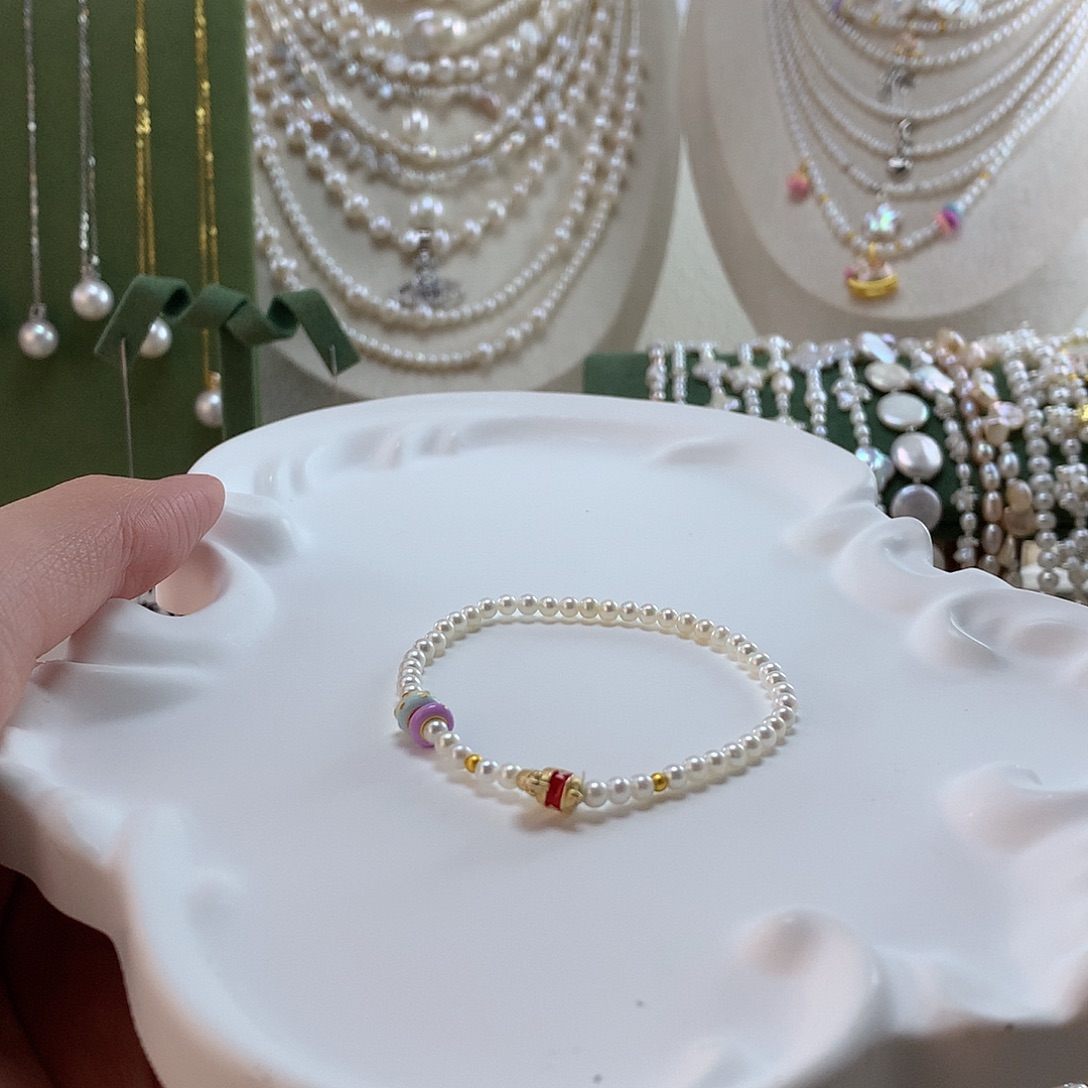 银S925镶嵌手绳淡水珍珠