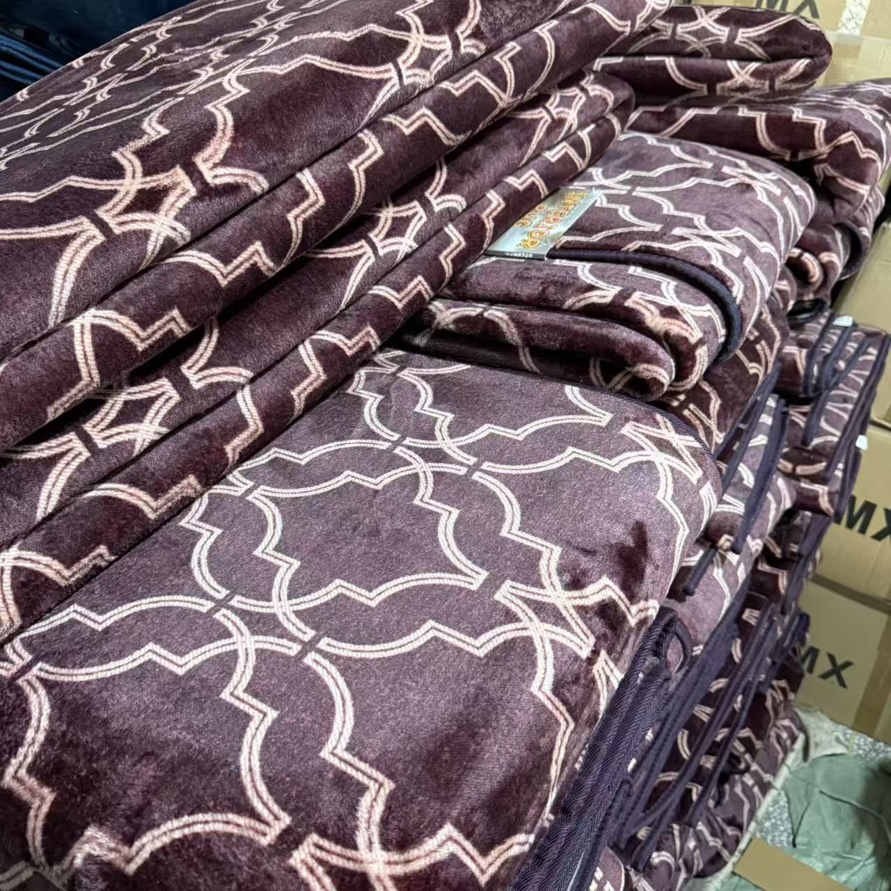 紫色图案款200*240 -无异味/不掉毛/保暖/防潮 多用垫子