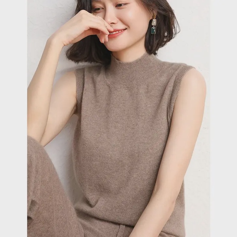 【反季清版】打底太好穿 衣橱经典款 时尚半高领无袖羊毛衫百搭 ZJ