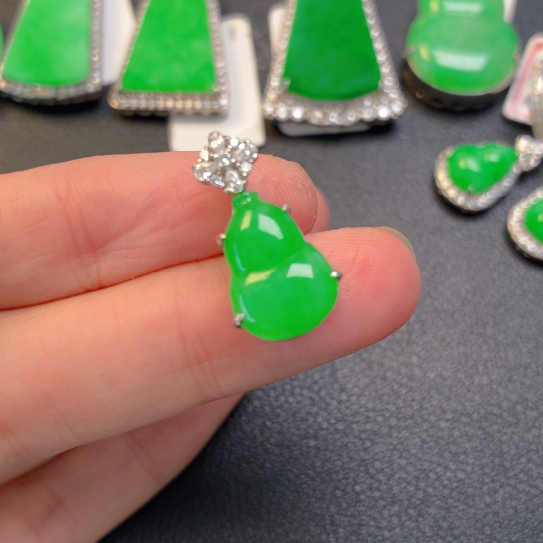 翡翠银S925镶嵌吊坠(不含链)