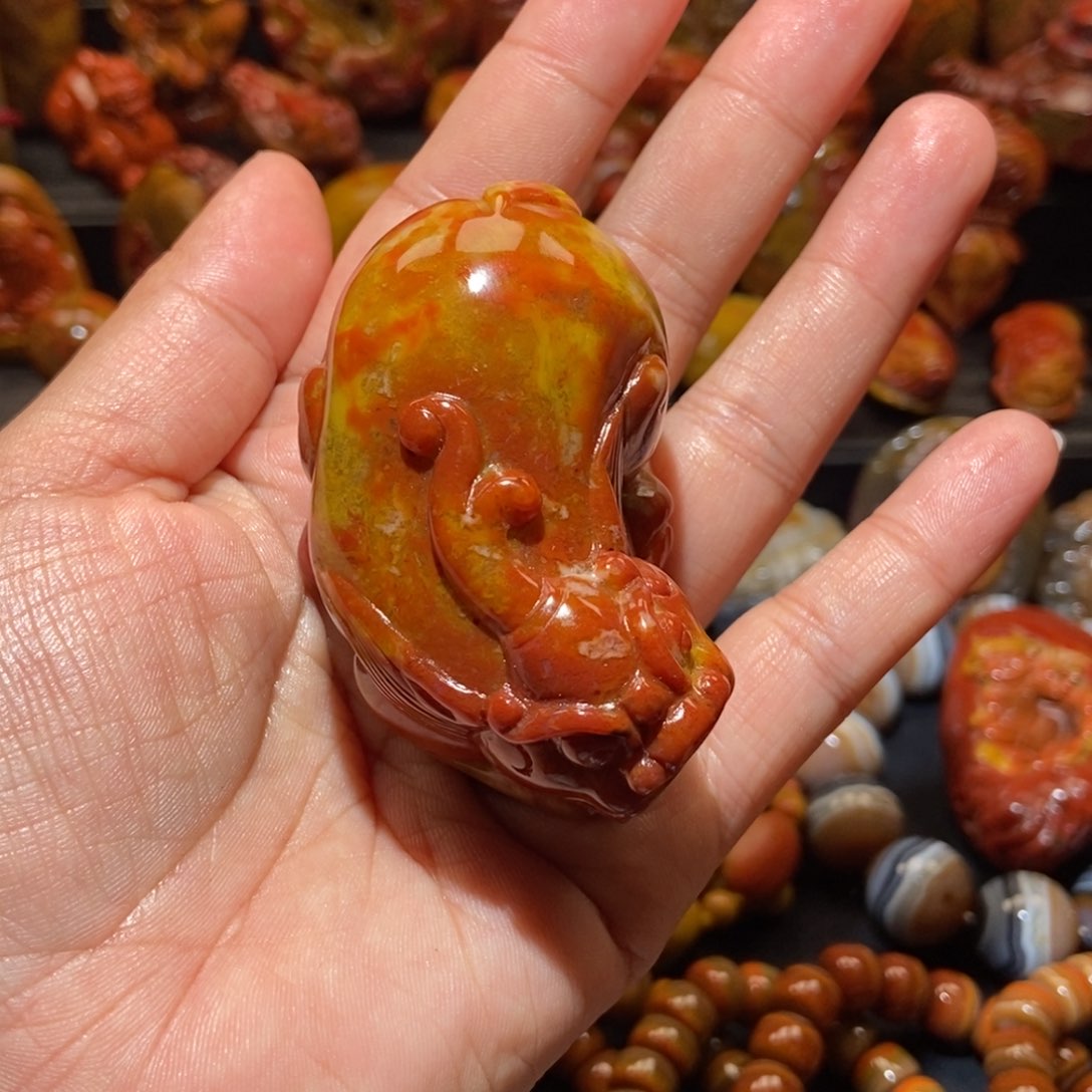 玛瑙/玉髓手把未镶嵌玉****茶