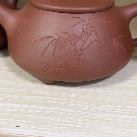 紫砂茶壶老紫泥大满瓢360c c刻绘