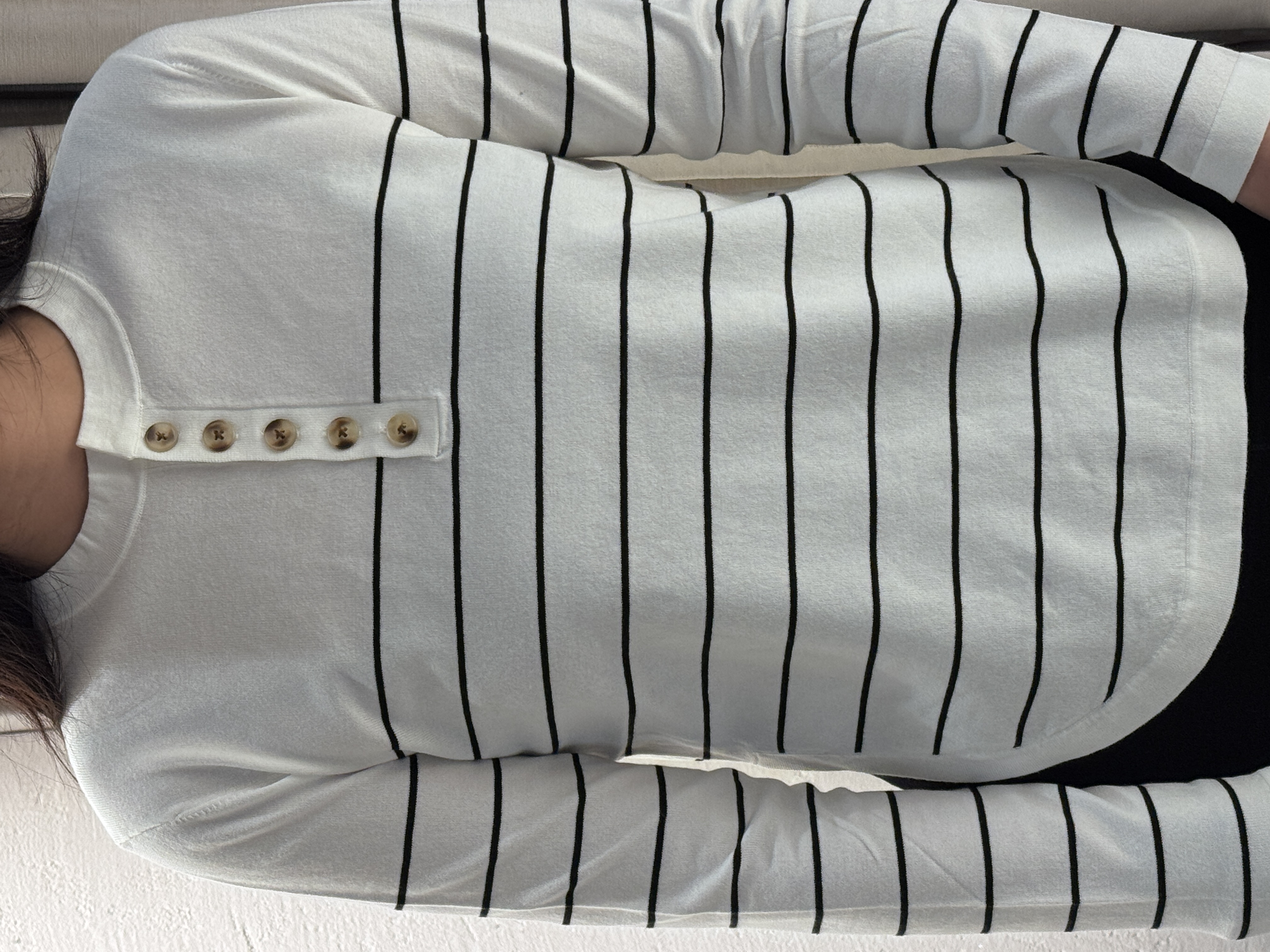 天丝棉松弛慵懒条纹廓形长袖针织衫打底衫