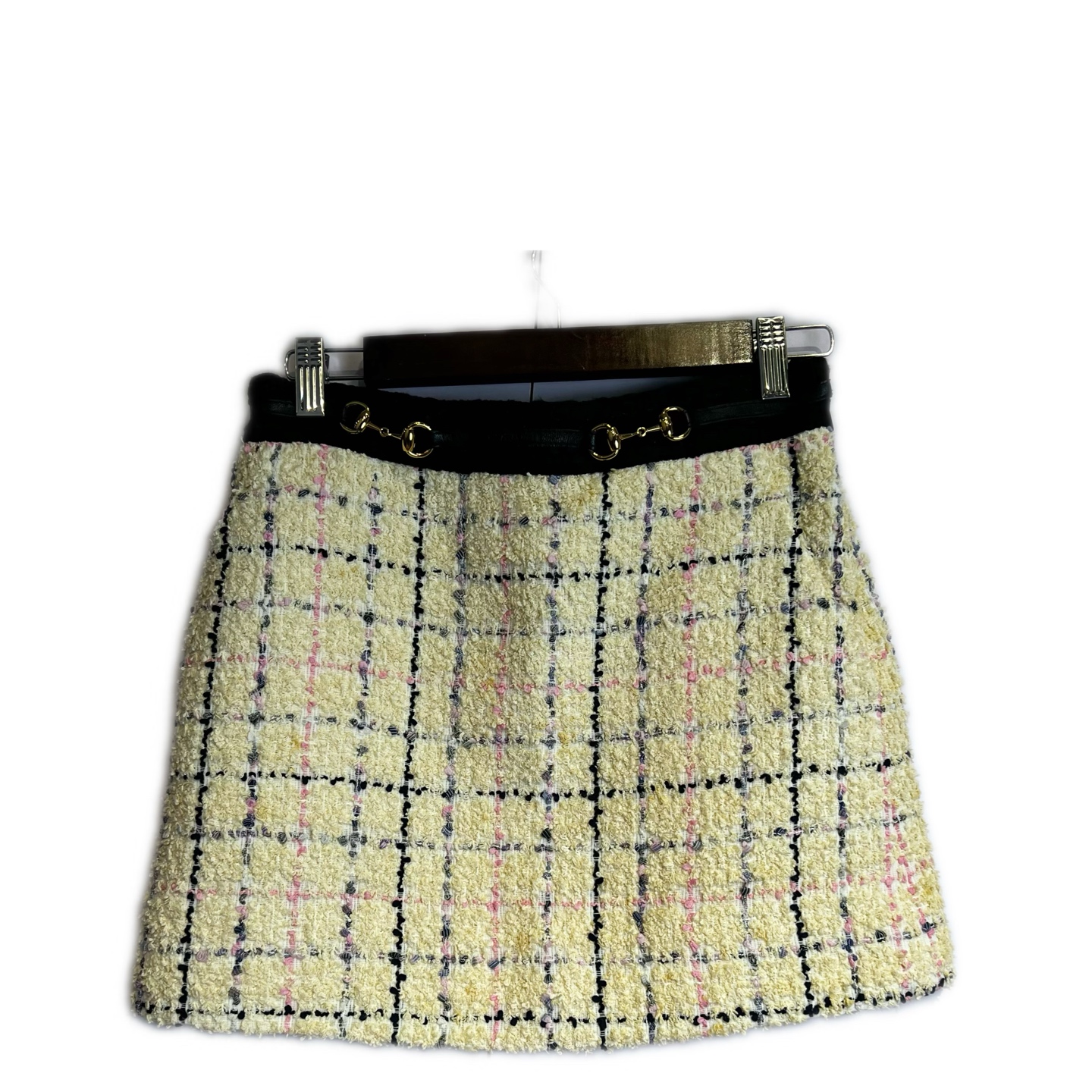 99新 GUCCI/古驰  02440 格纹装饰短款休闲短裙36码 