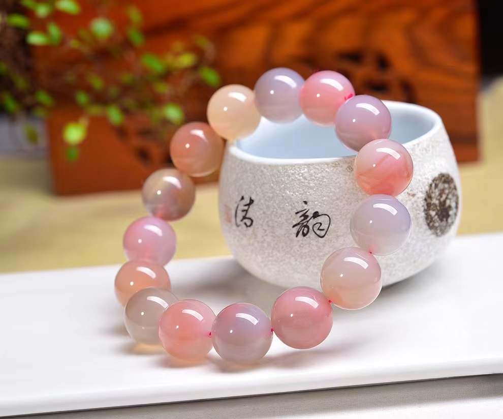 直切盐源玛瑙10mm手链颜色美晶体超水润本命年手串中式送人礼物