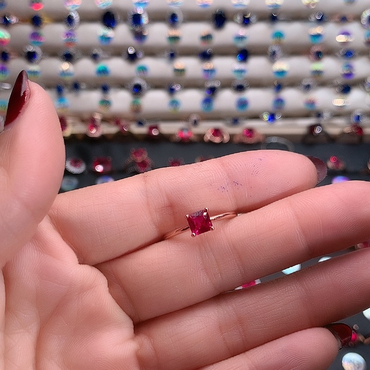 红宝石戒指银S925镶嵌5