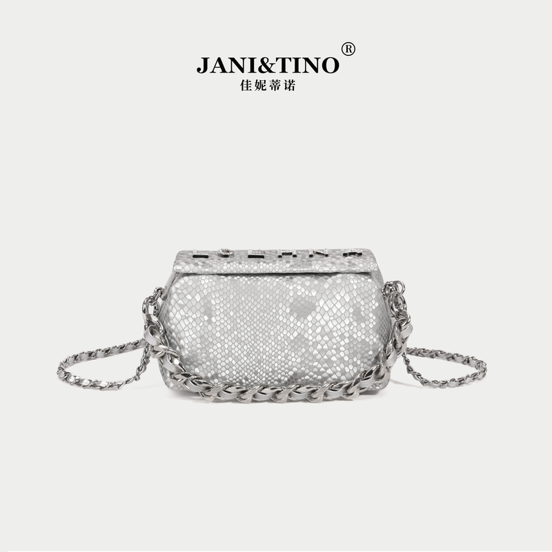 JANITINO/佳妮蒂诺姗姗家新款经典单肩包优质手提包2735蛇麟银