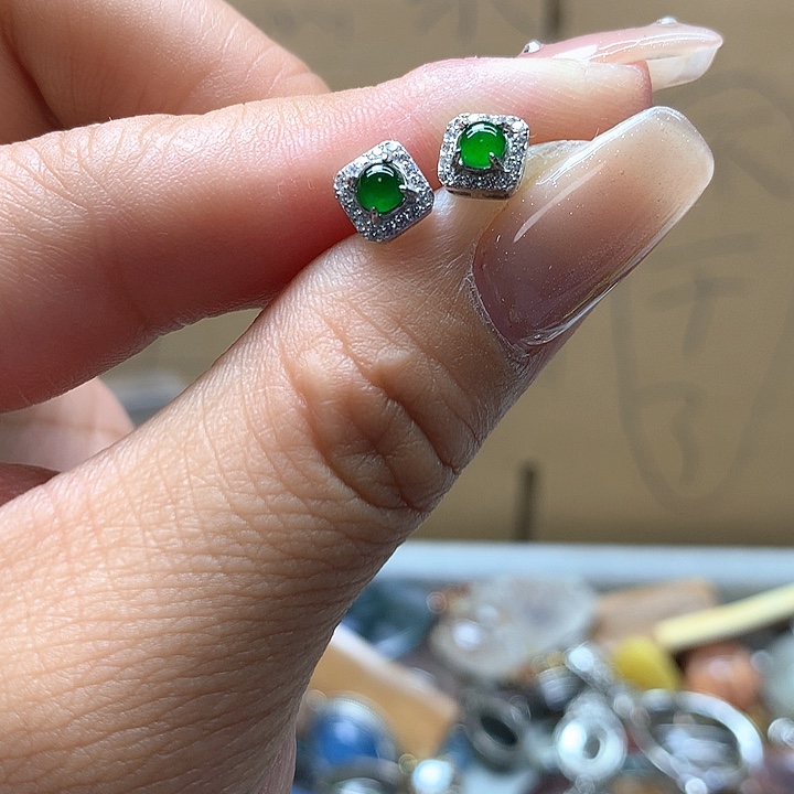 水晶水晶耳钉银S925镶嵌