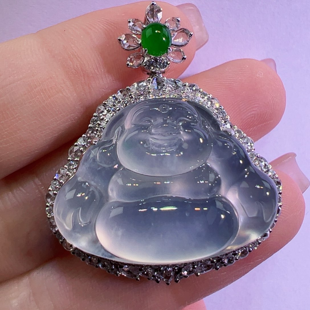 翡翠18K金镶嵌吊坠(不含链)吊坠