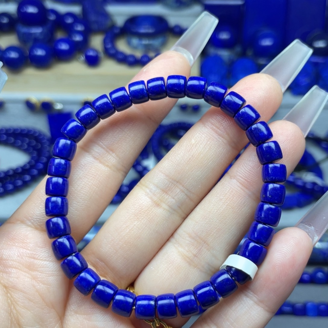 青金石未镶嵌直切手串6+